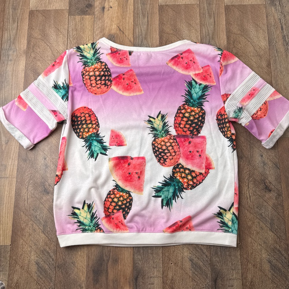 Juicy Couture Sweatshirt Top Pineapple Watermelon Short Sleeve Womens Large - Picture 2 of 10